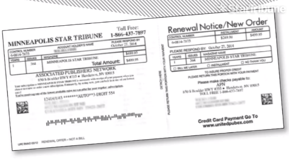 fraudulent renewal notice