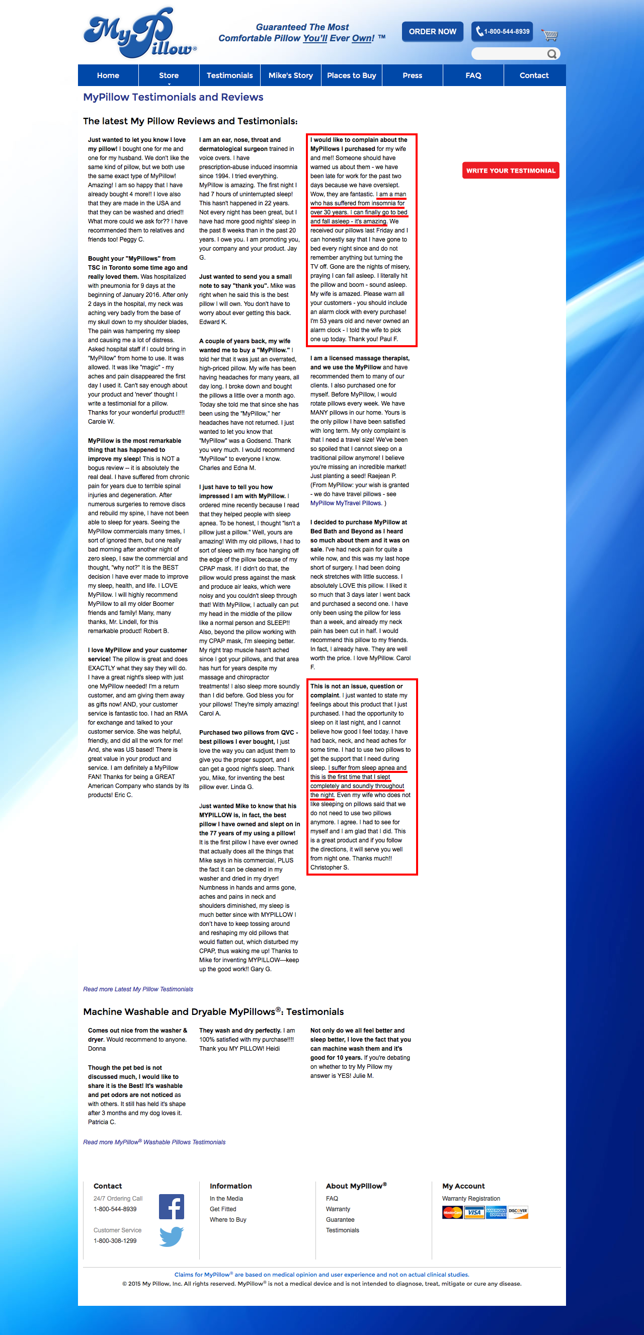 my pillow clinical study